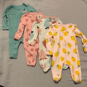 Set of 4 Carter’s Onesies - Newborn - Fruits